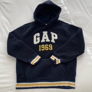 Gap Kids Boys Blue Fleece Hoodie Sherpa Sweater Pullover Longsleeve Size XXL
